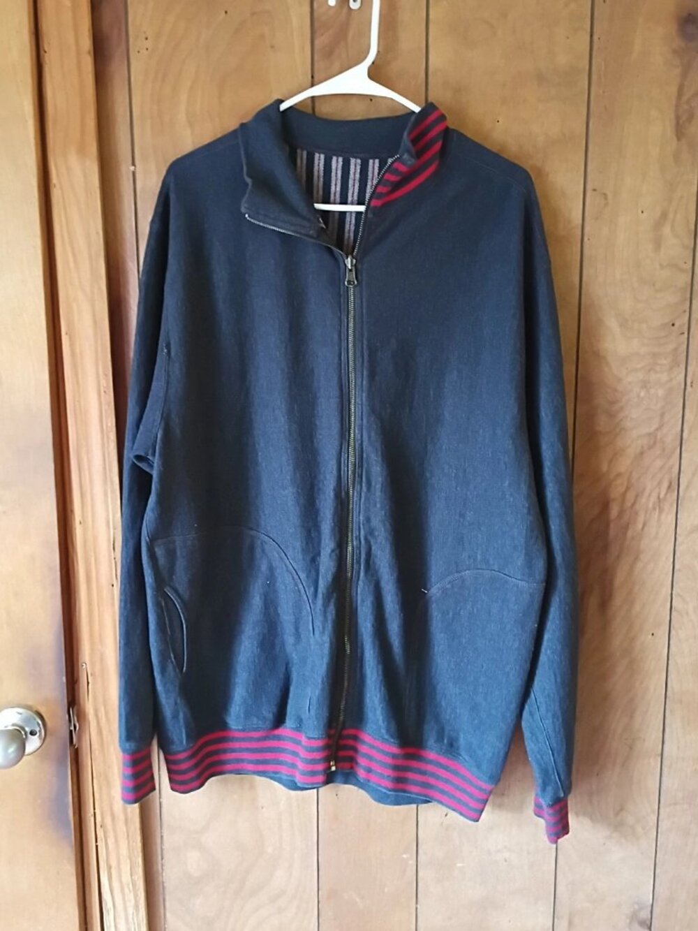 Share Men's Norm Thompson Full Zip Sweat Jacket, Size XL, Dark Gray Cotton Blend